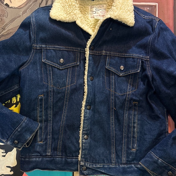 Vintage Silver Spur Western Wear Denim Sherpa Jacket - Picture 2 of 8